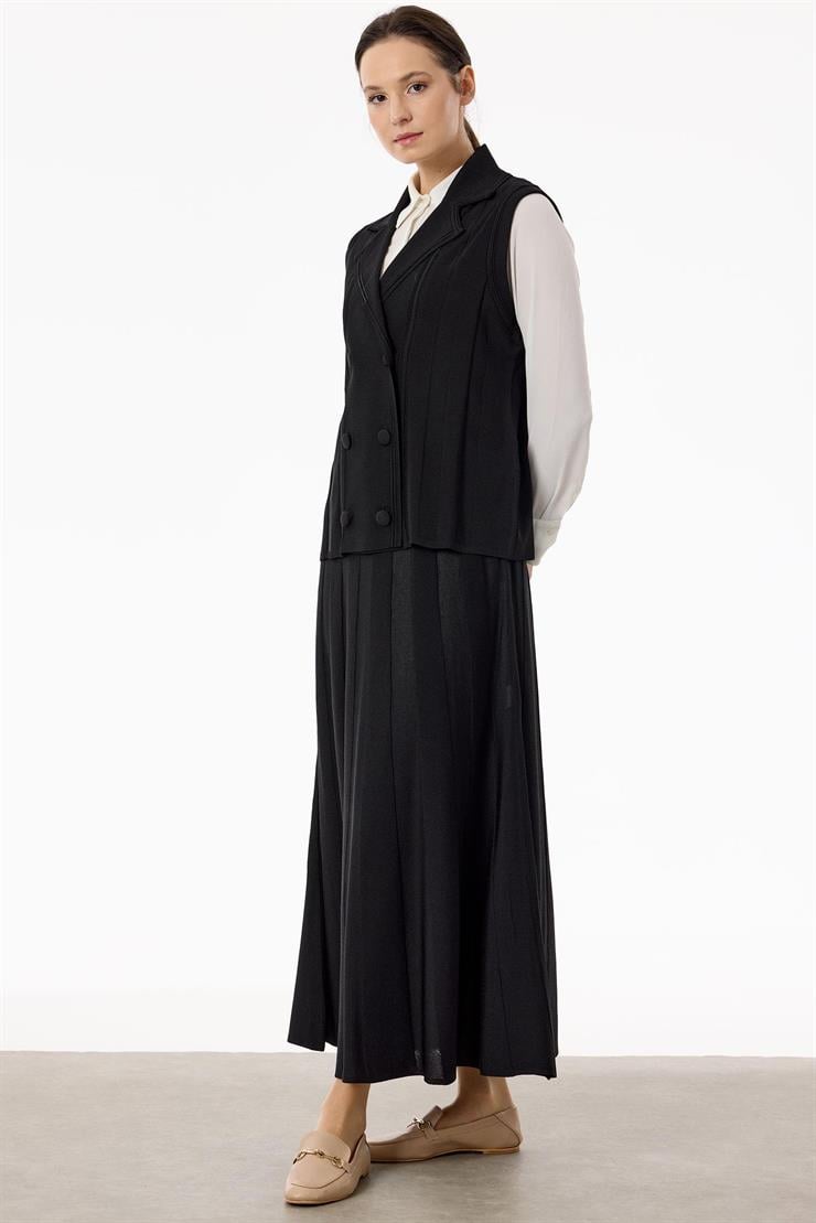 Yelekli Etekli Rayon Takım SİYAH