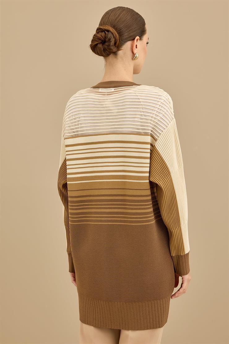 Yığma Detaylı Rayon Hırka KAHVE