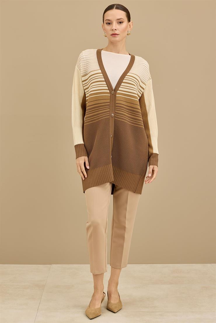 Yığma Detaylı Rayon Hırka KAHVE