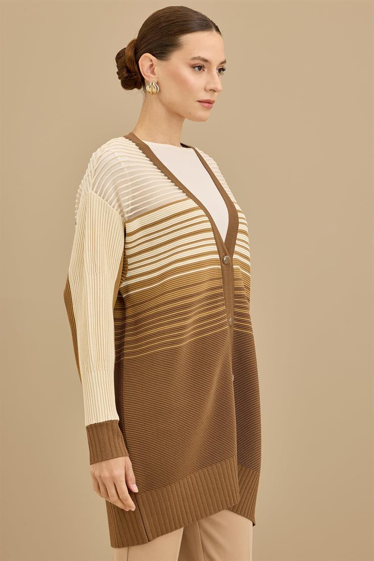 Yığma Detaylı Rayon Hırka KAHVE