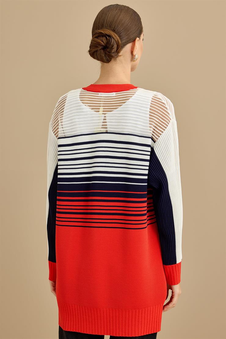 Yığma Detaylı Rayon Hırka KIRMIZI