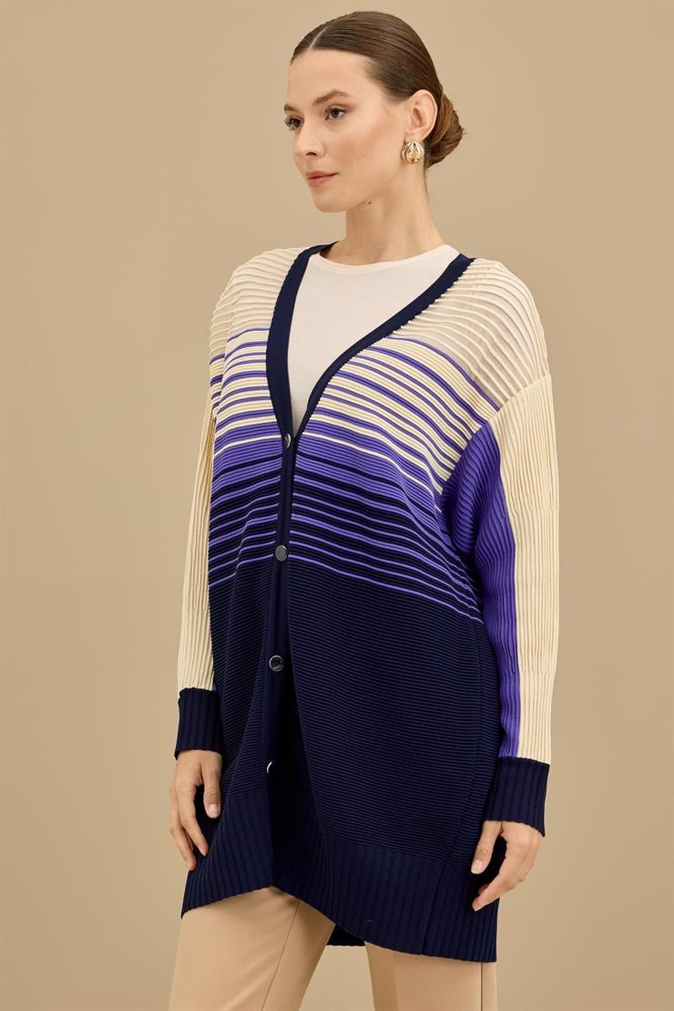 Yığma Detaylı Rayon Hırka LACIVERT