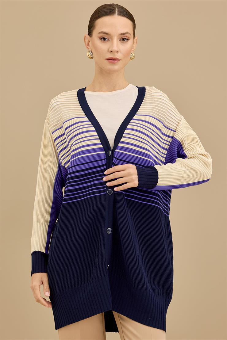 Yığma Detaylı Rayon Hırka LACIVERT