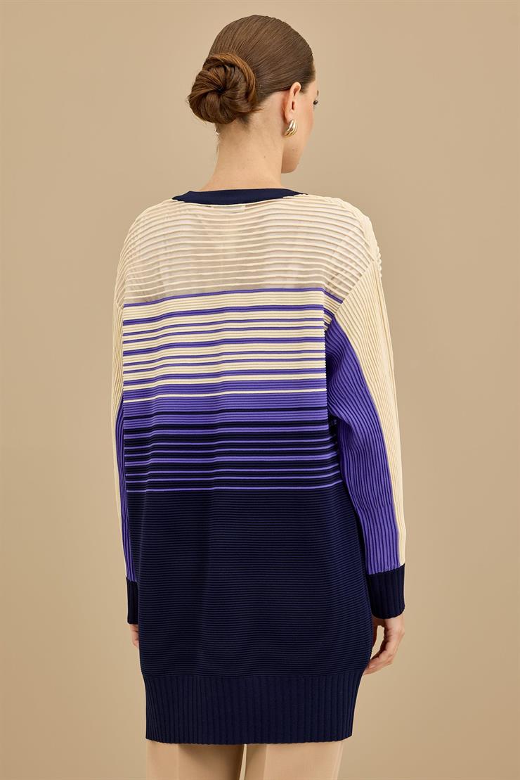 Yığma Detaylı Rayon Hırka LACIVERT