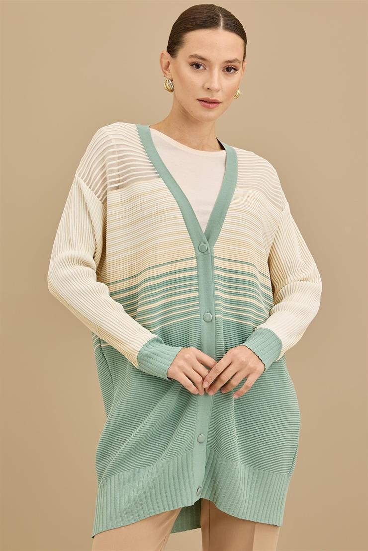Yığma Detaylı Rayon Hırka MİNT