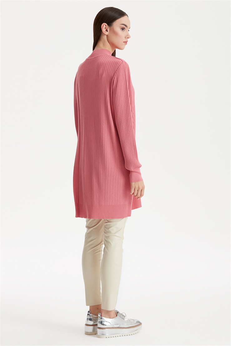 ASİMETRİK DETAYLI RAYON TUNİK PEMBE