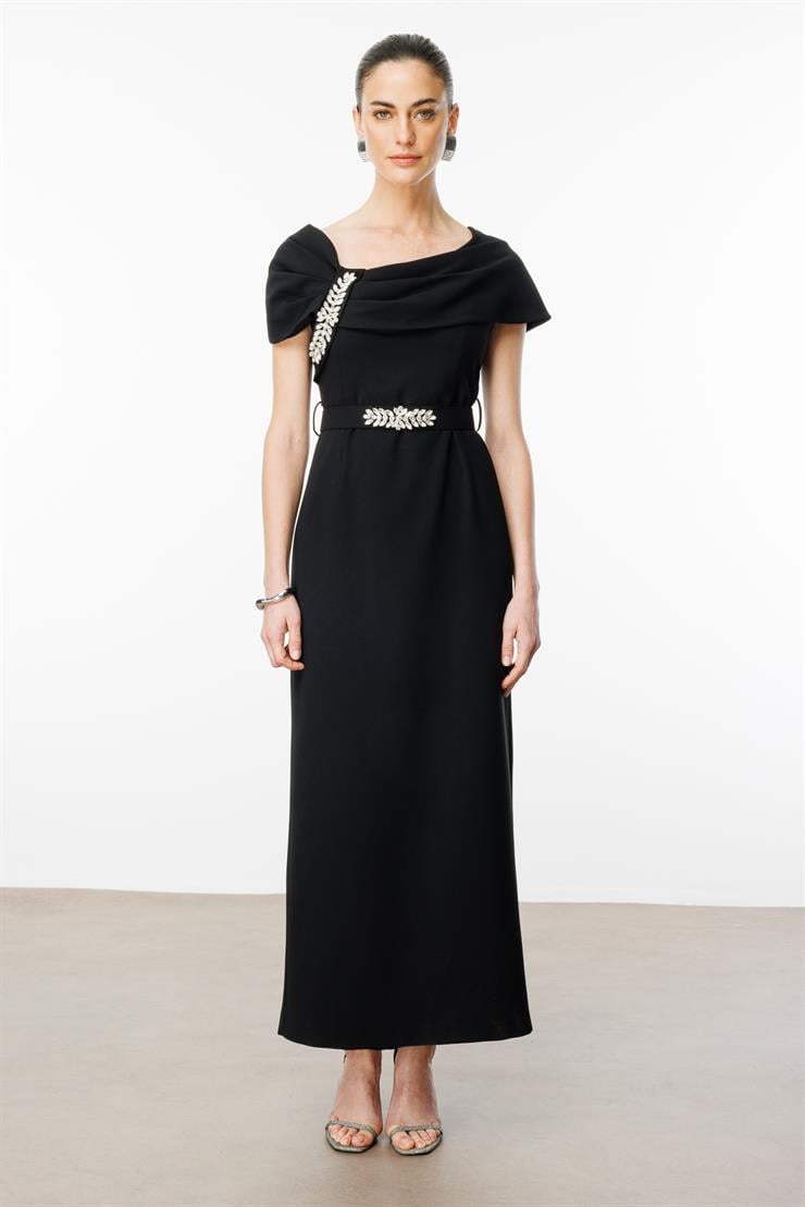 Modailgi  Aksesuar Detaylı Elbise Siyah