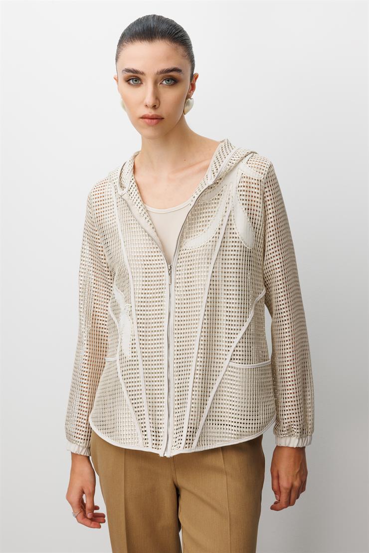 Modailgi  Aplikeli Kapüşonlu Fileli İkili Takım Taş