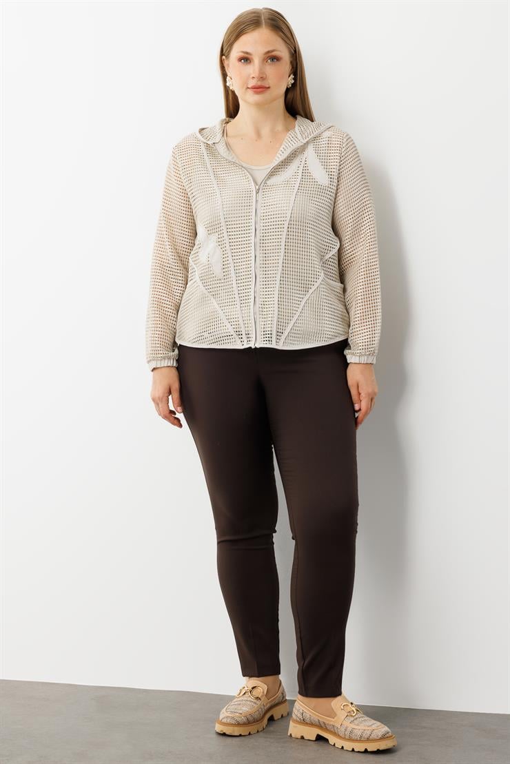 Modailgi  Aplikeli Kapüşonlu Fileli İkili Takım Taş