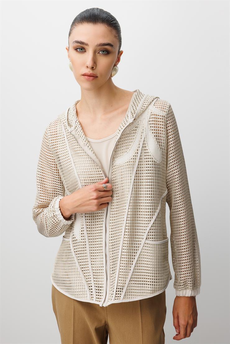 Modailgi  Aplikeli Kapüşonlu Fileli İkili Takım Taş