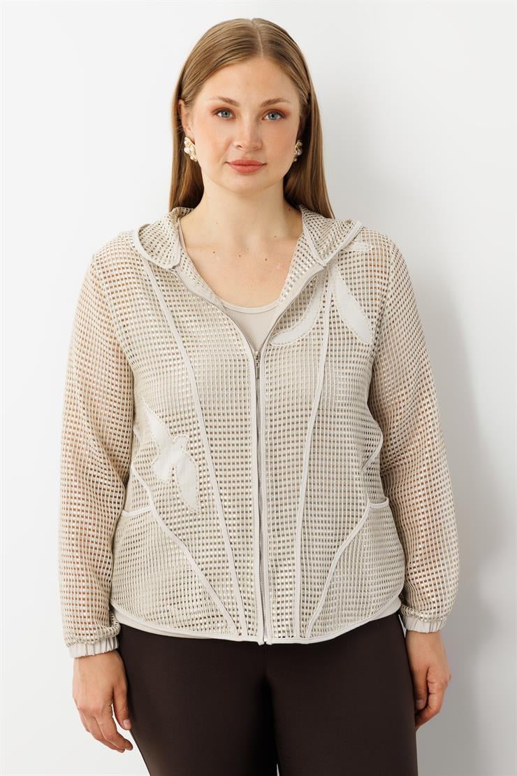 Modailgi  Aplikeli Kapüşonlu Fileli İkili Takım Taş