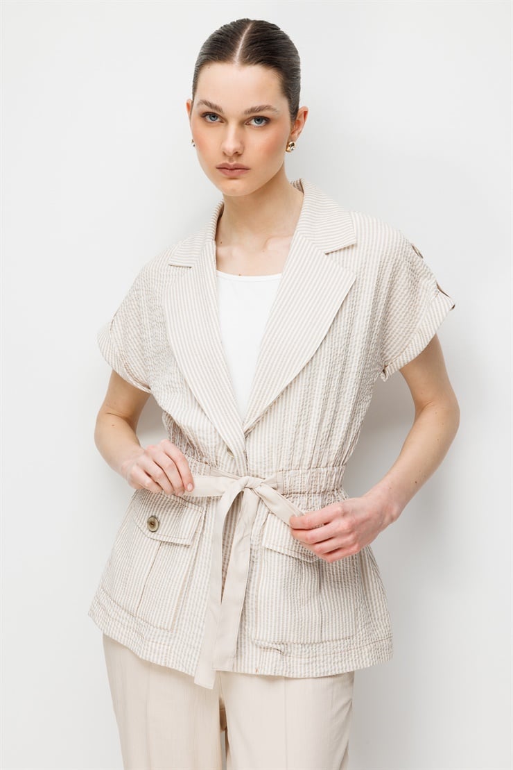 Modailgi Apoletli Duble Kol Beli Büzgülü Torba Cep İkili Takım - 40094