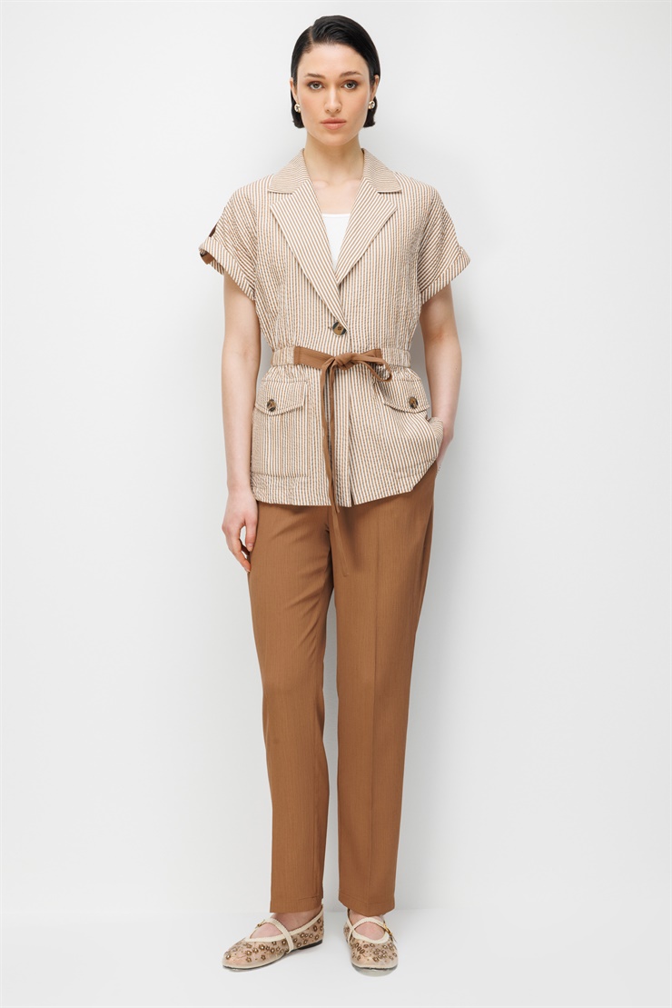 Modailgi Apoletli Duble Kol Beli Büzgülü Torba Cep İkili Takım - 40094