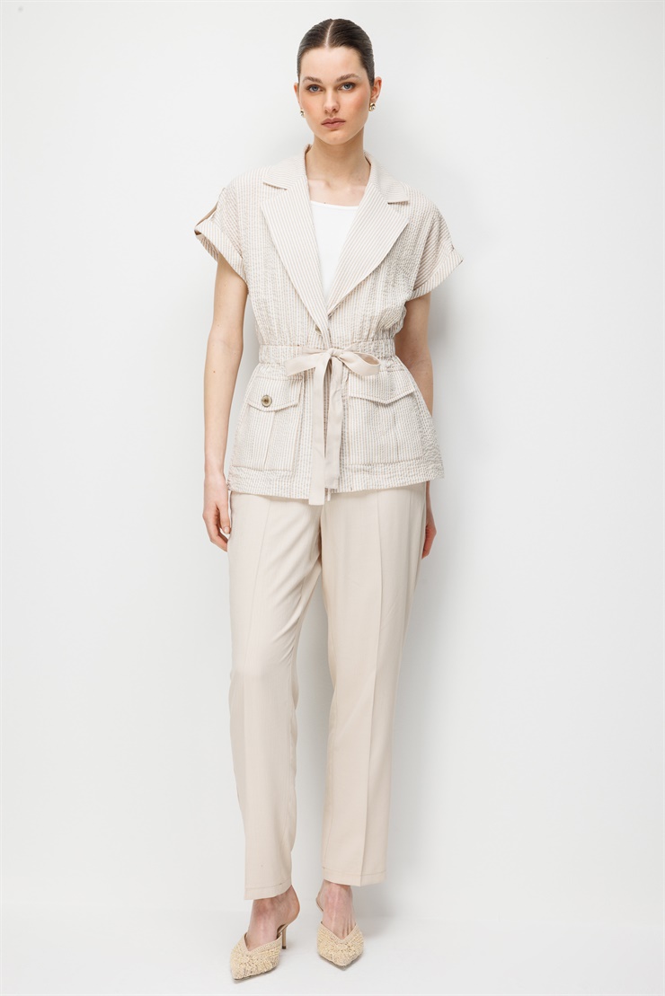 Modailgi Apoletli Duble Kol Beli Büzgülü Torba Cep İkili Takım - 40094