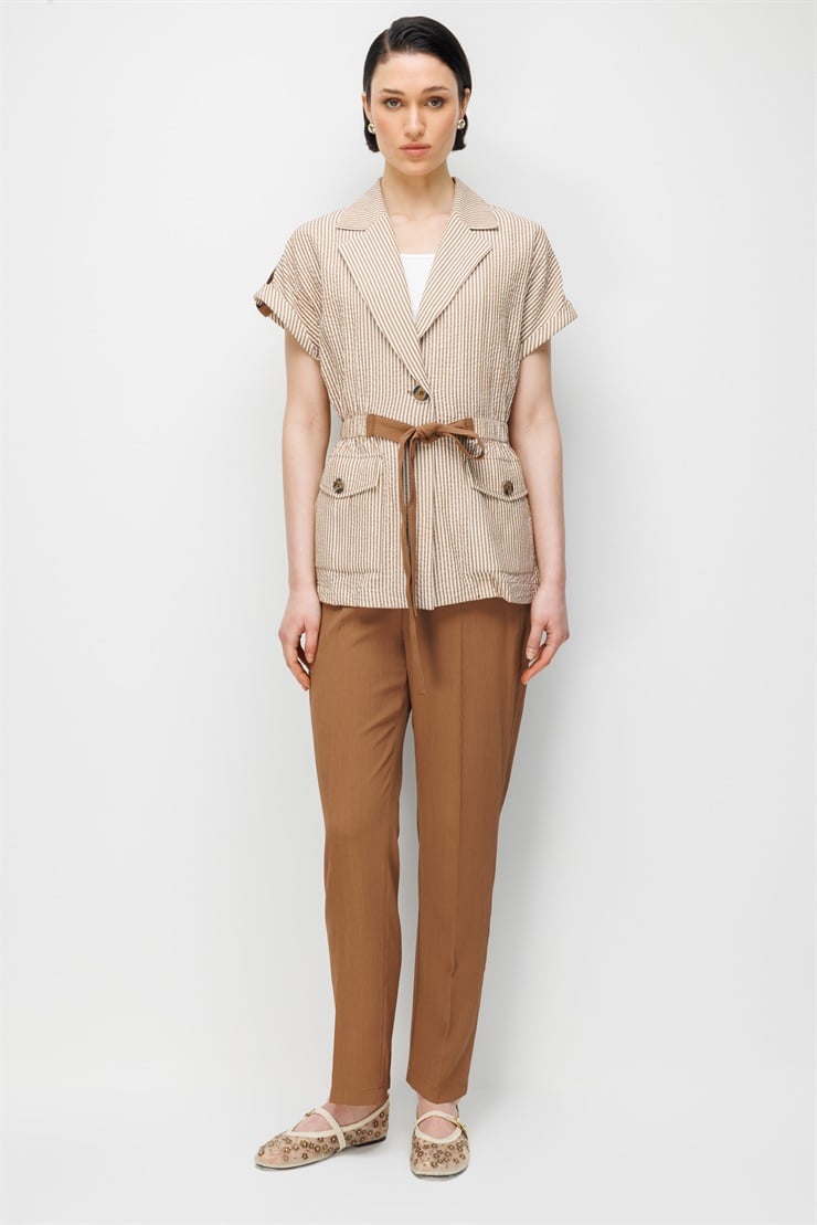 Modailgi Apoletli Duble Kol Beli Büzgülü Torba Cep İkili Takım - 40094