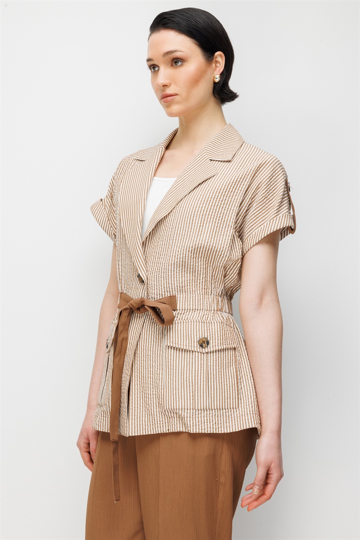 Modailgi Apoletli Duble Kol Beli Büzgülü Torba Cep İkili Takım - 40094