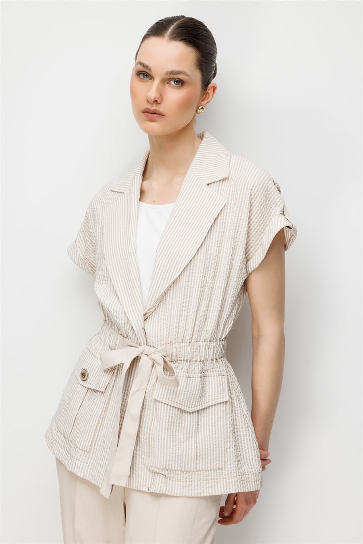 Modailgi Apoletli Duble Kol Beli Büzgülü Torba Cep İkili Takım - 40094