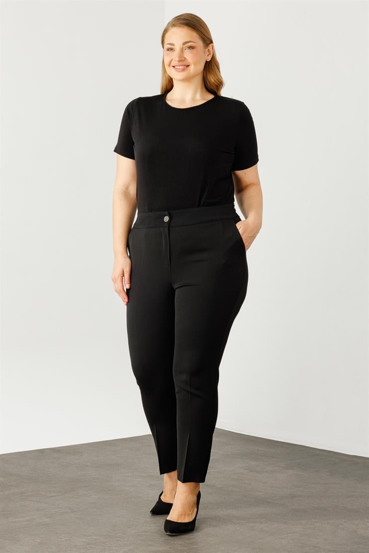 Modailgi  Arka Bel Lastikli Klasik Pantolon - 5063 Siyah