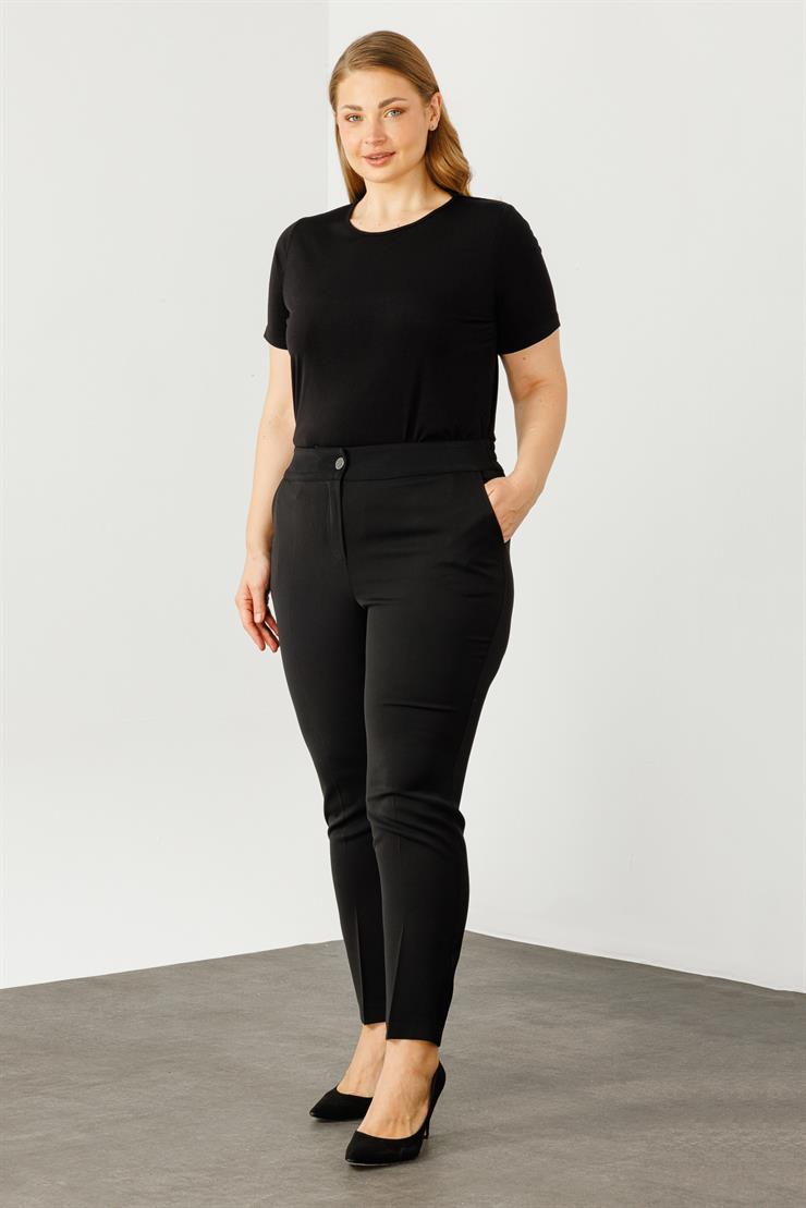 Modailgi  Arka Bel Lastikli Klasik Pantolon - 5063 Siyah