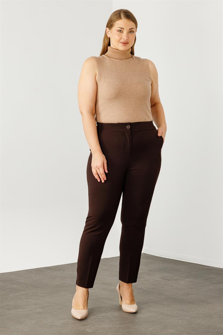 Modailgi  Arka Bel Lastikli Klasik Pantolon - 5063 Kahve
