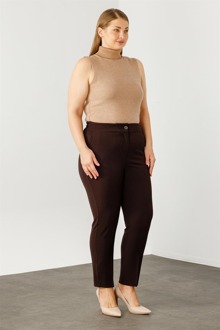 Modailgi  Arka Bel Lastikli Klasik Pantolon - 5063 Kahve