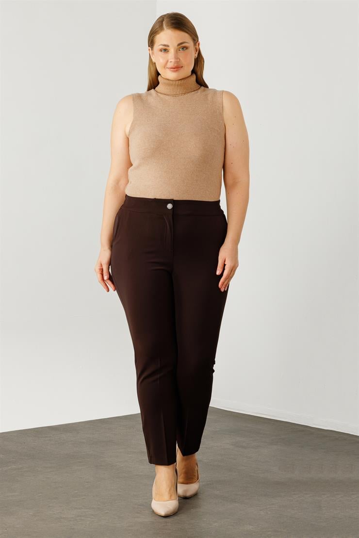 Modailgi  Arka Bel Lastikli Klasik Pantolon - 5063 Kahve