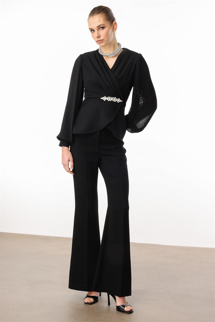 Modailgi  Arka Beli Lastikli Pantolon - 70038 Siyah