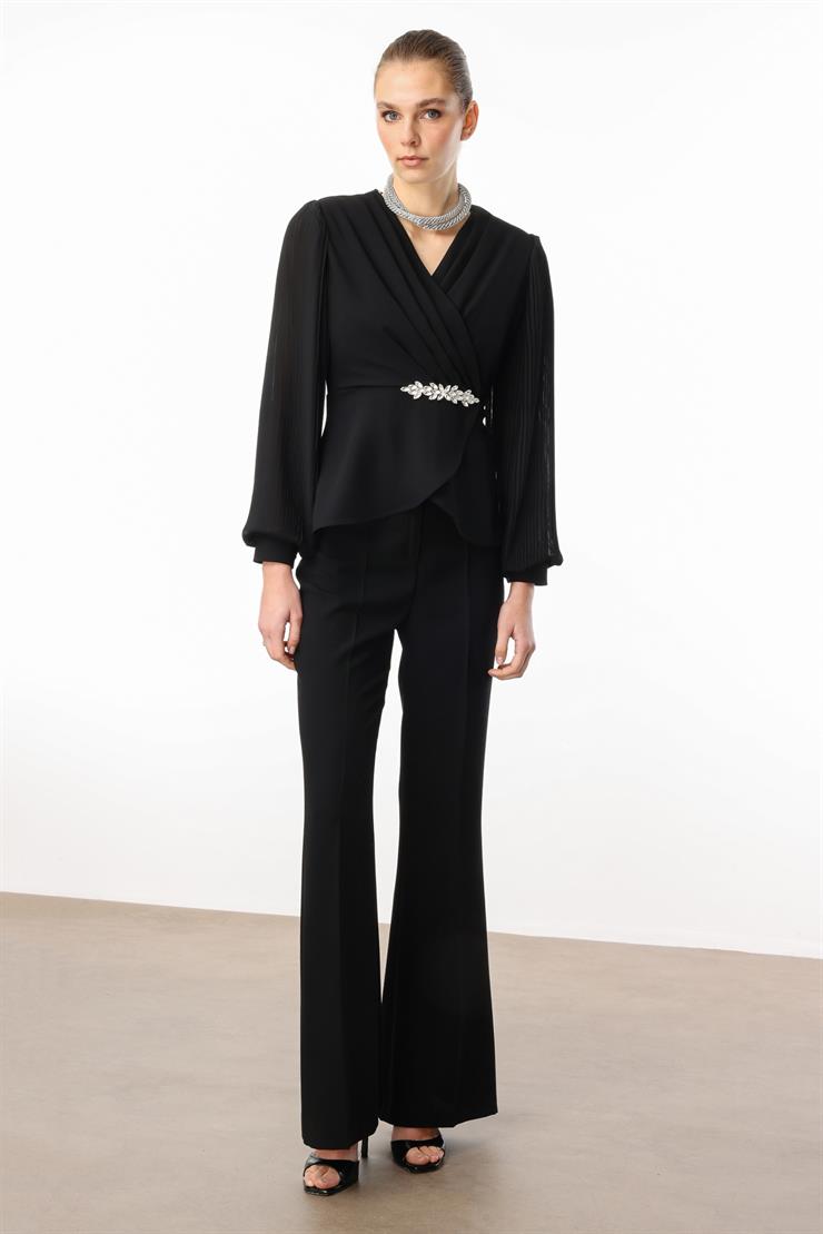 Modailgi  Arka Beli Lastikli Pantolon - 70038 Siyah