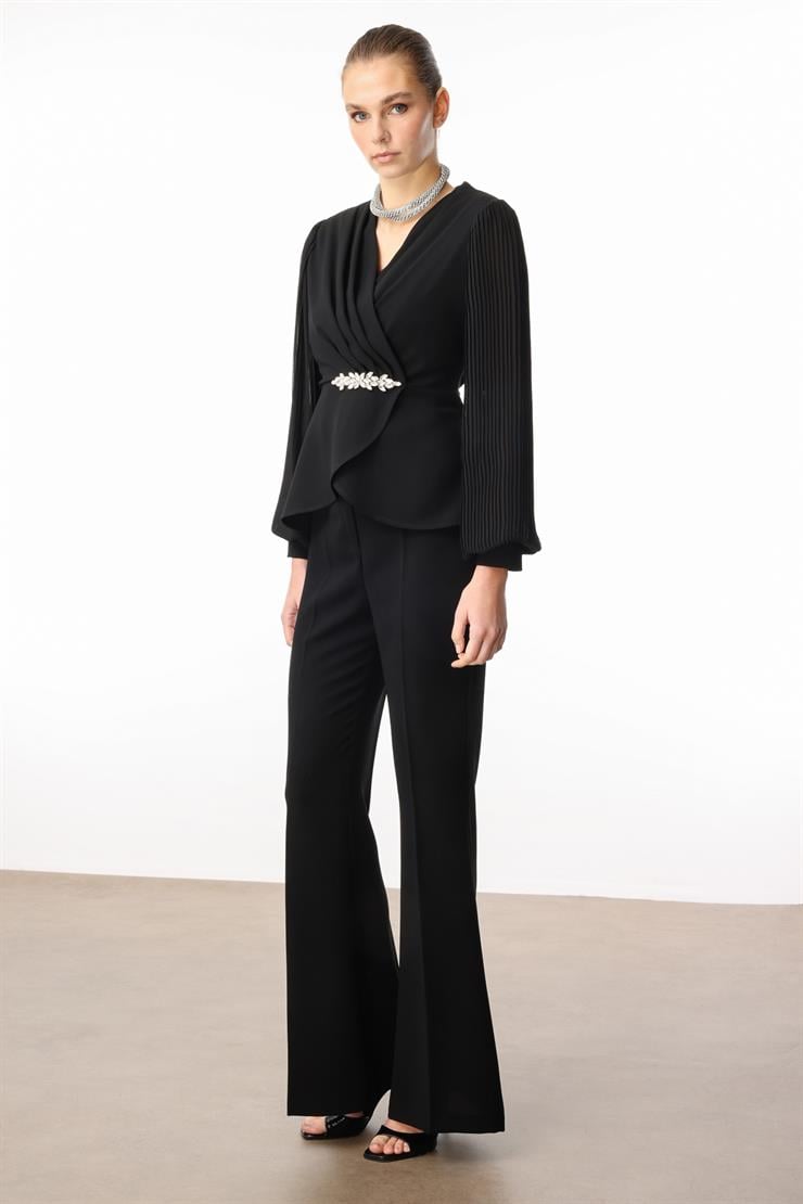 Modailgi  Arka Beli Lastikli Pantolon - 70038 Siyah