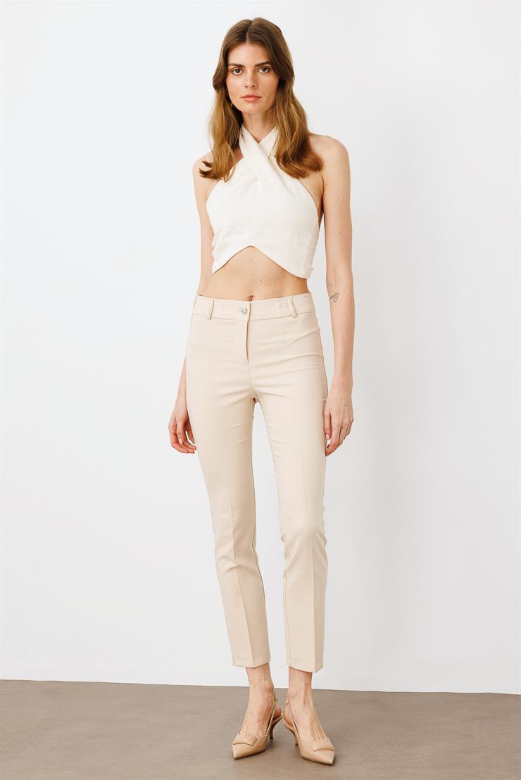 Modailgi  Arka Cep Detaylı Dar Paça Pantolon Taş