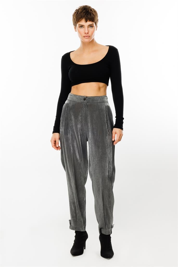 Modailgi  Arka Kemeri Lastikli Paçası Apoletli Pantolon - 1578 Gri