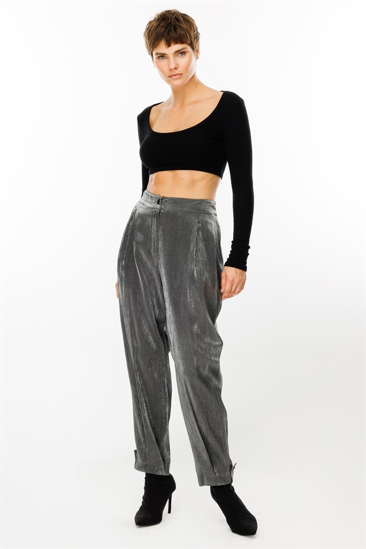 Modailgi  Arka Kemeri Lastikli Paçası Apoletli Pantolon - 1578 Gri