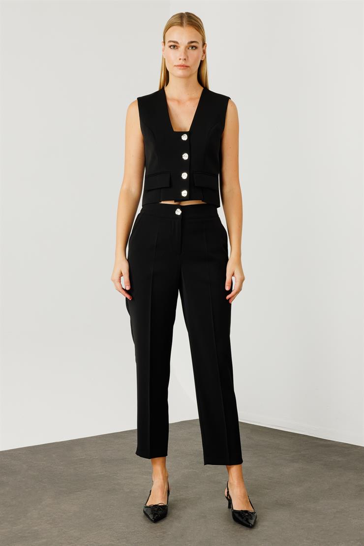 Modailgi  Arka Kemeri Lastikli Yan Cep Pantolon - 7068 Siyah