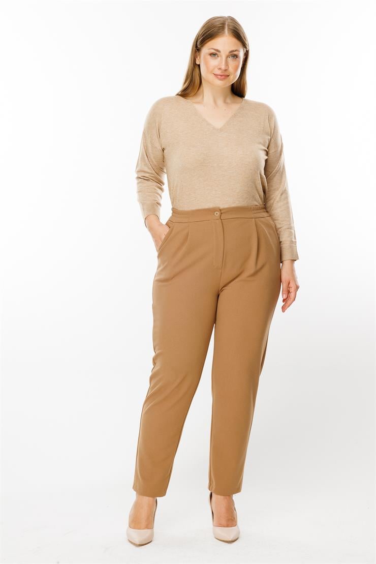 Modailgi  Arka Kemeri Lastikli Yan Cep Pantolon Camel