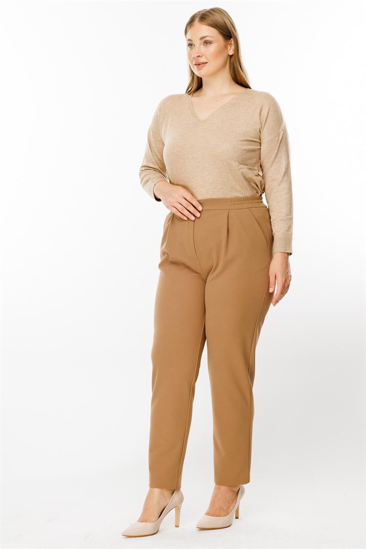 Modailgi  Arka Kemeri Lastikli Yan Cep Pantolon Camel