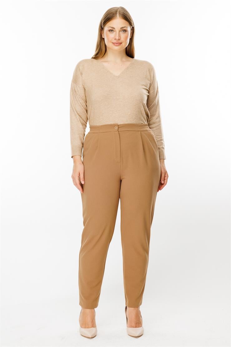 Modailgi  Arka Kemeri Lastikli Yan Cep Pantolon Camel