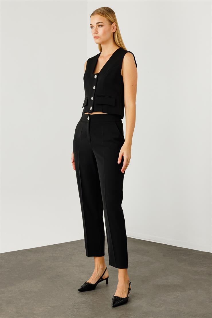 Modailgi  Arka Kemeri Lastikli Yan Cep Pantolon - 7068 Siyah