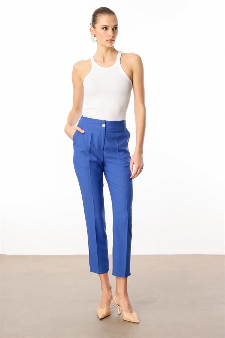 Modailgi  Arka Kemeri Lastikli Yandan Cepli Pantolon - 7057 Mavi