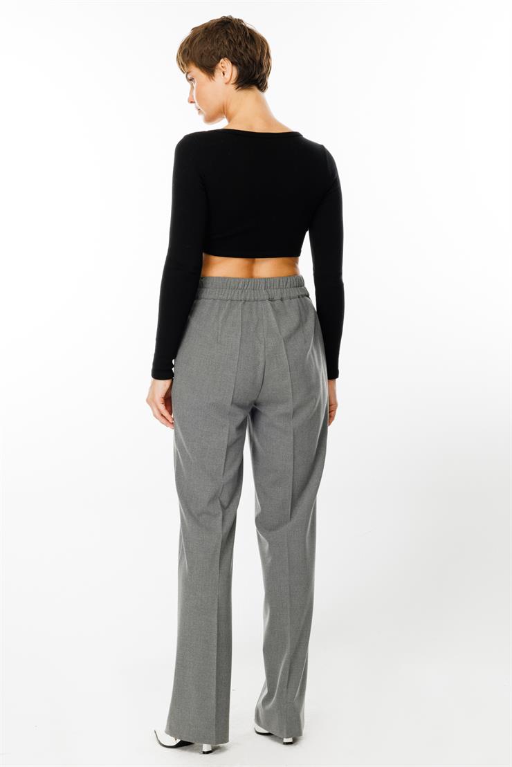 Modailgi  Arka Kemeri Lastikli Yandan Cepli Pantolon - 7975 Gri