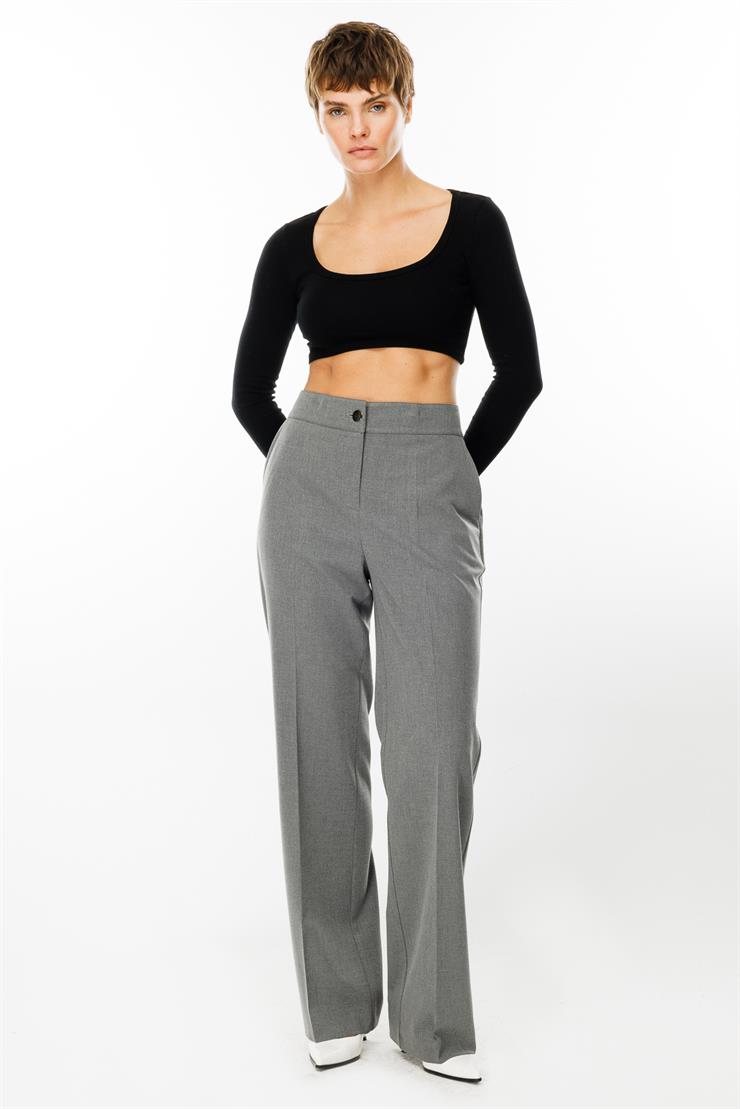 Modailgi  Arka Kemeri Lastikli Yandan Cepli Pantolon - 7975 Gri