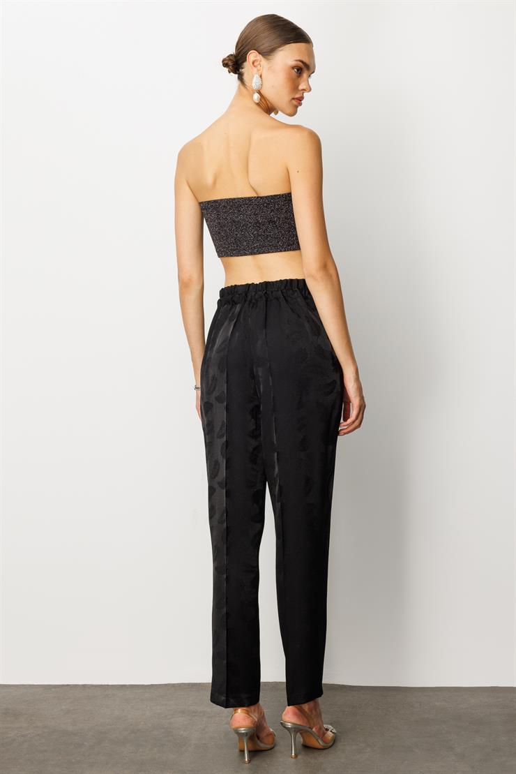 Modailgi  Arka Kemeri Lastikli Yandan Cepli Yüksek Bel Pantolon - 15011 Siyah