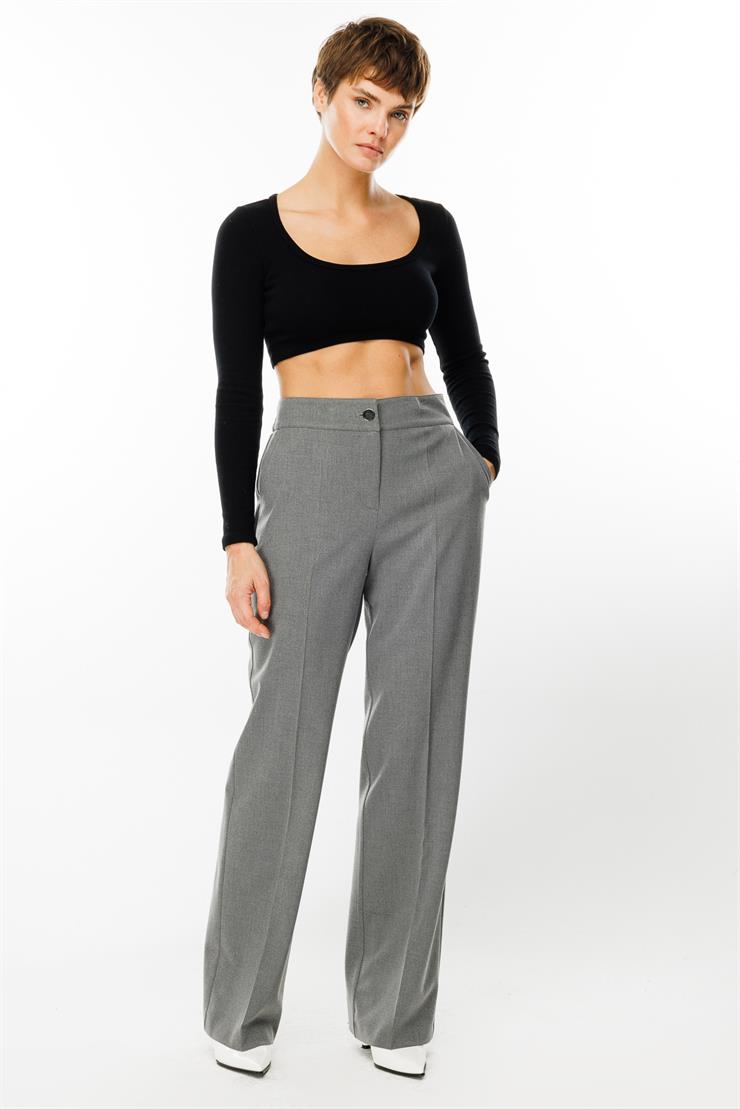 Modailgi  Arka Kemeri Lastikli Yandan Cepli Pantolon - 7975 Gri