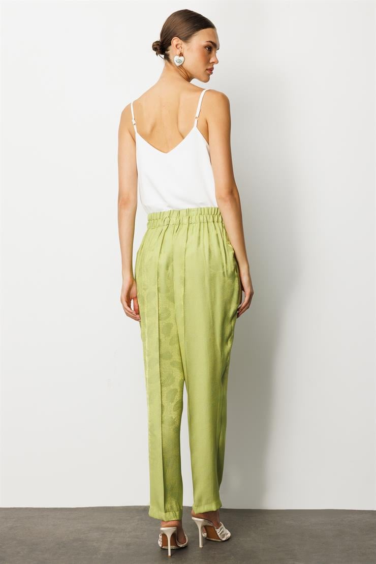 Modailgi  Arka Kemeri Lastikli Yandan Cepli Yüksek Bel Pantolon - 15011 Yeşil