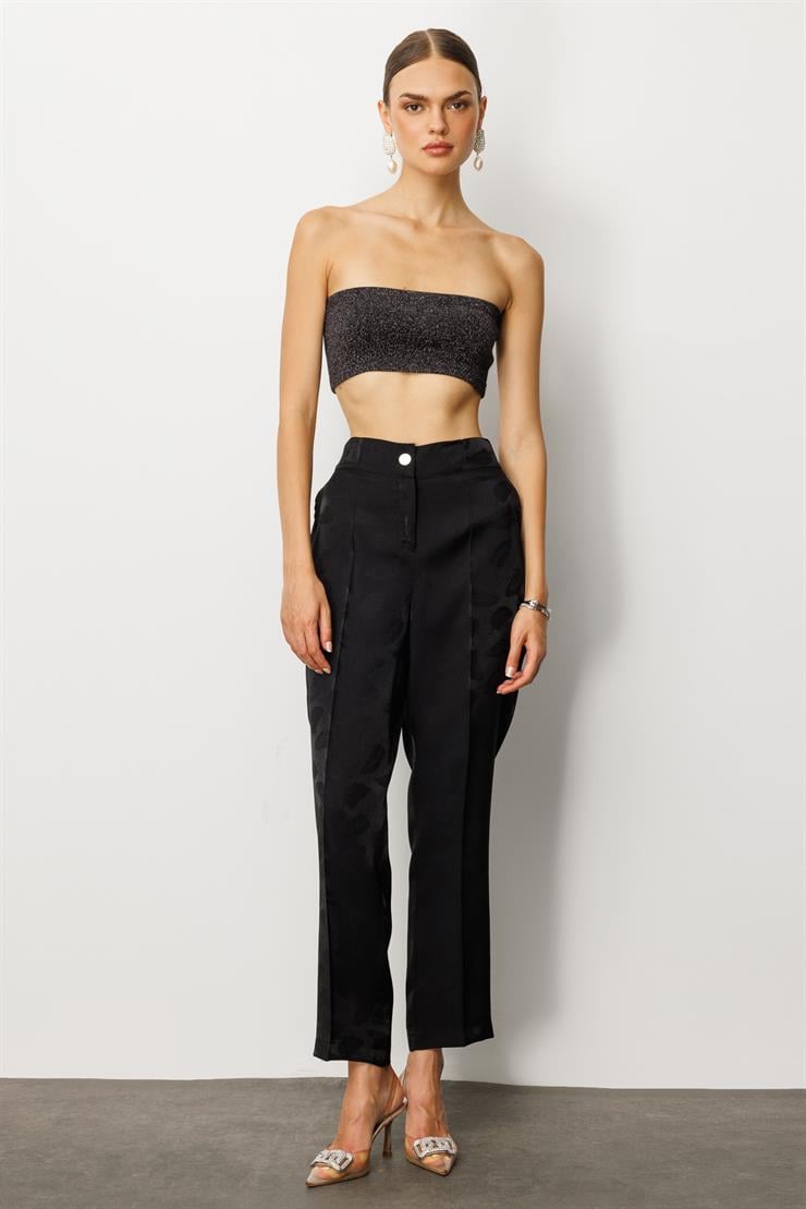 Modailgi  Arka Kemeri Lastikli Yandan Cepli Yüksek Bel Pantolon - 15011 Siyah