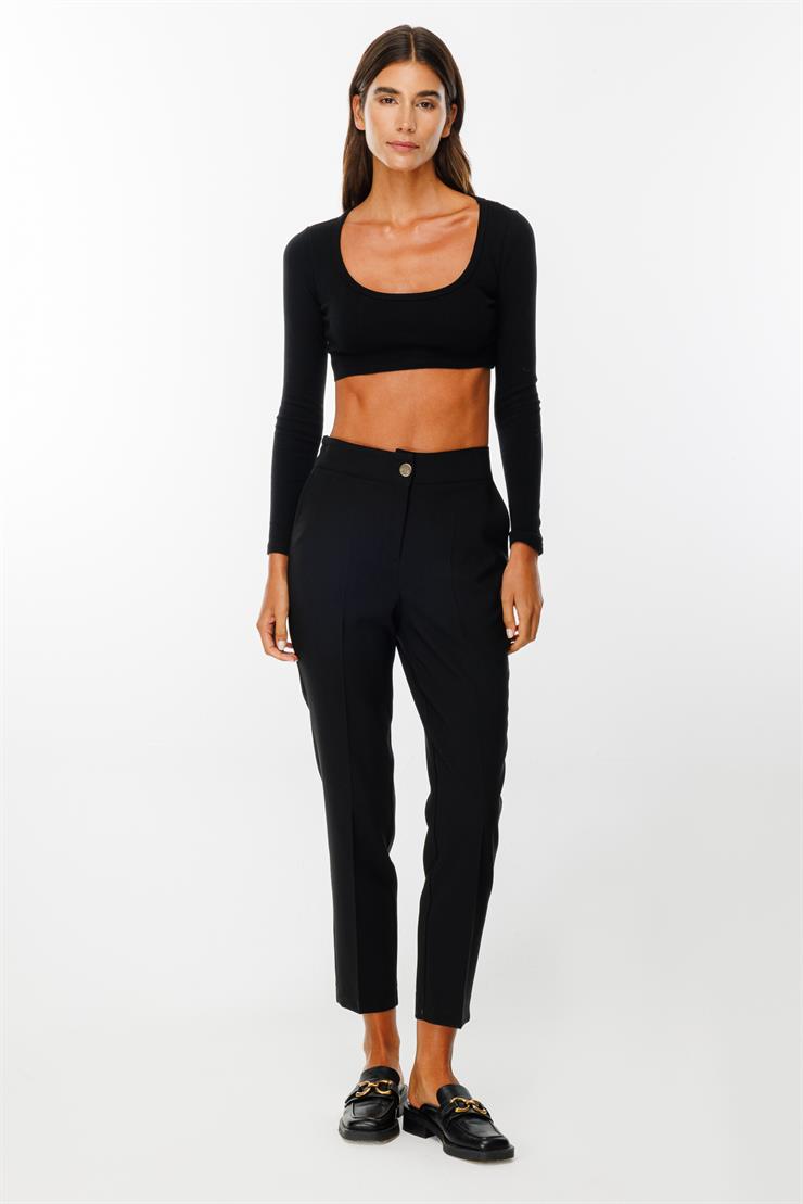 Modailgi  Arka Kemeri Lastikli Yandan Cepli Pantolon - 7057 Siyah