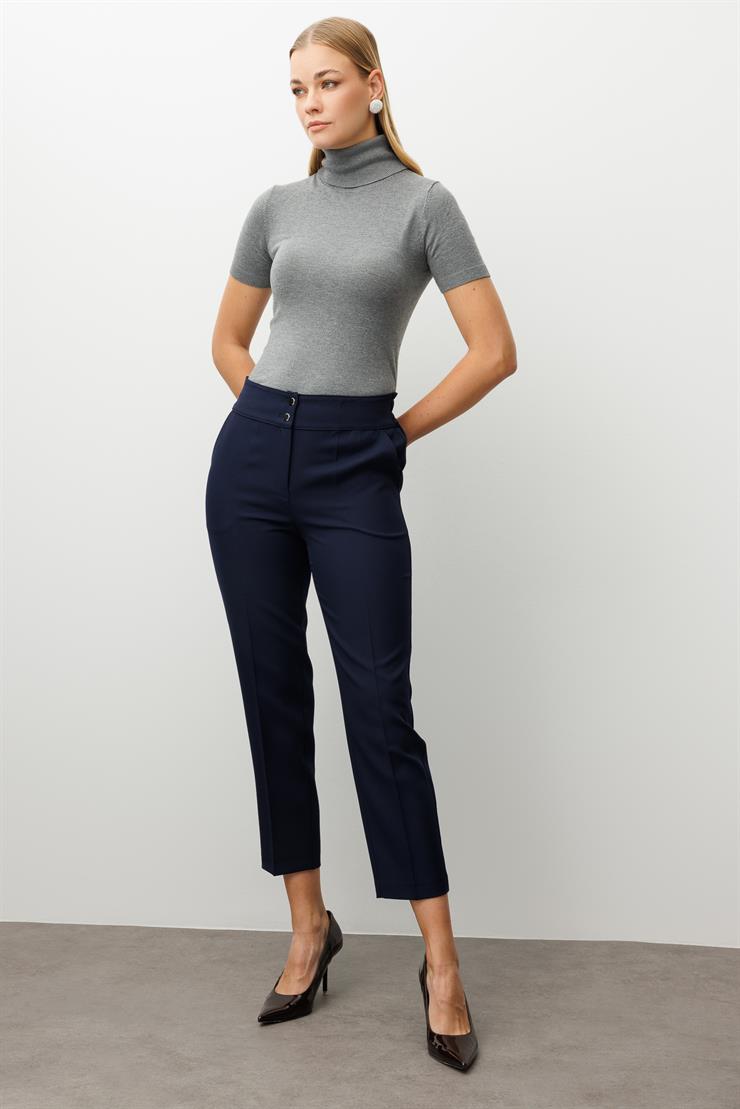 Modailgi  Arka Kemeri Lastikli Yüksek Bel Pantolon Lacivert