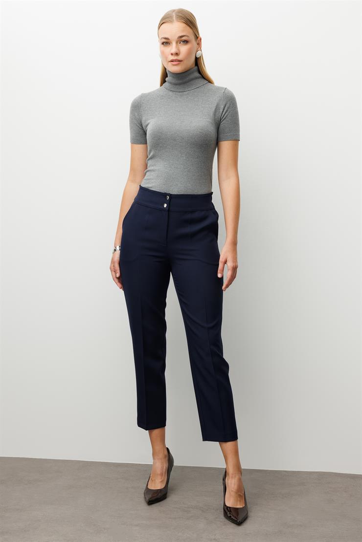 Modailgi  Arka Kemeri Lastikli Yüksek Bel Pantolon Lacivert