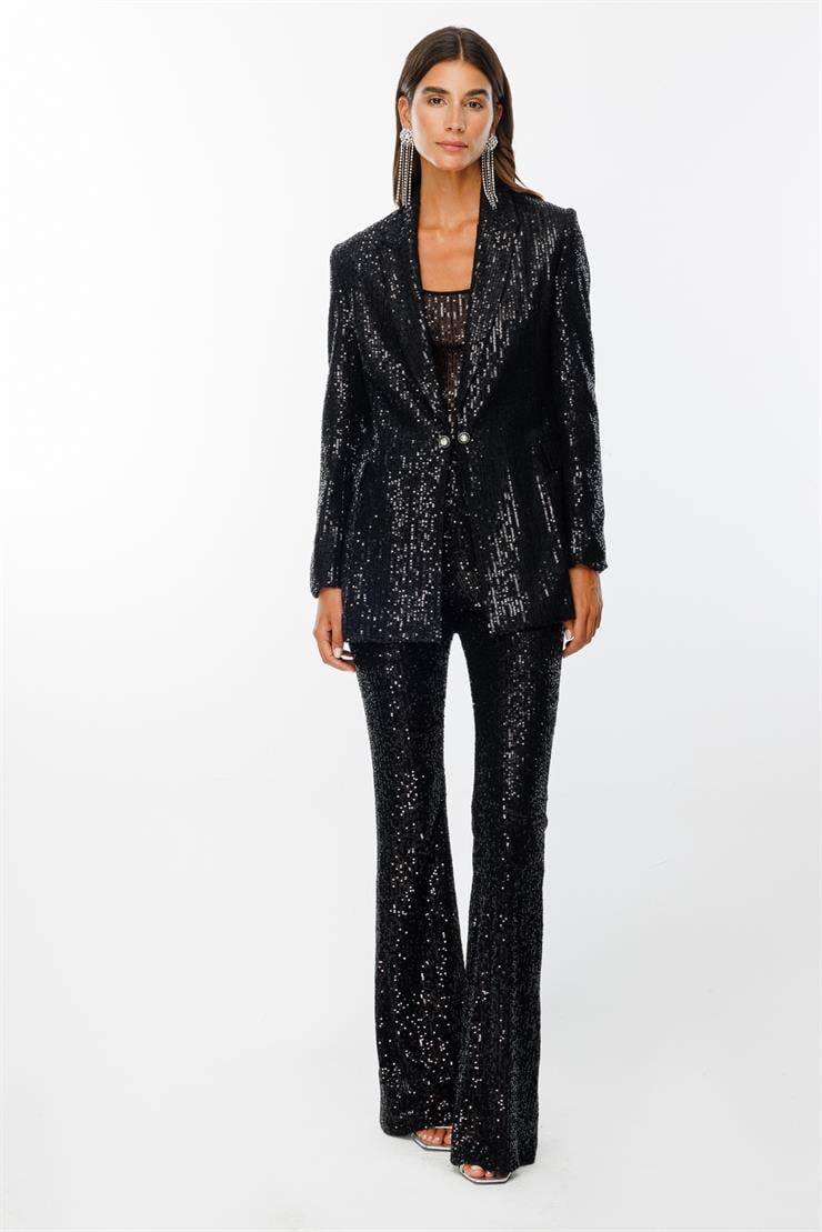 Modailgi  Atletli Pul Payet Ceket Siyah