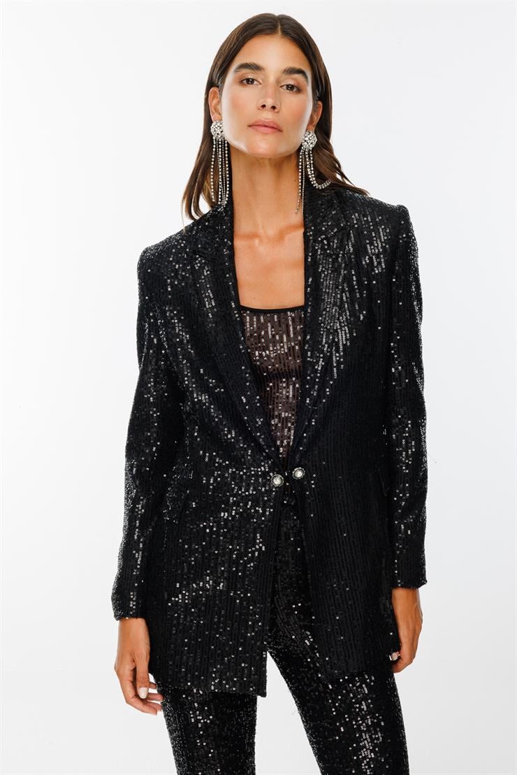 Modailgi  Atletli Pul Payet Ceket Siyah