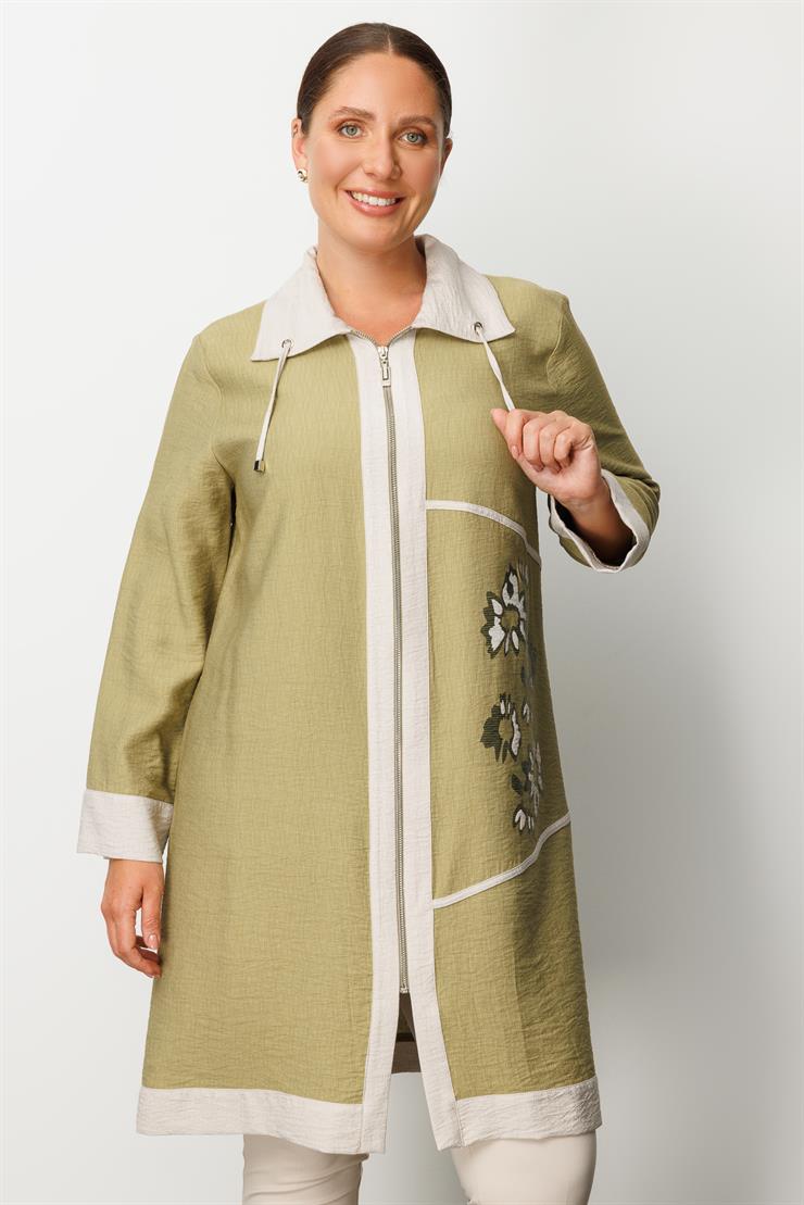 Modailgi  Baskılı Garnili Fermuarlı Tunik Haki